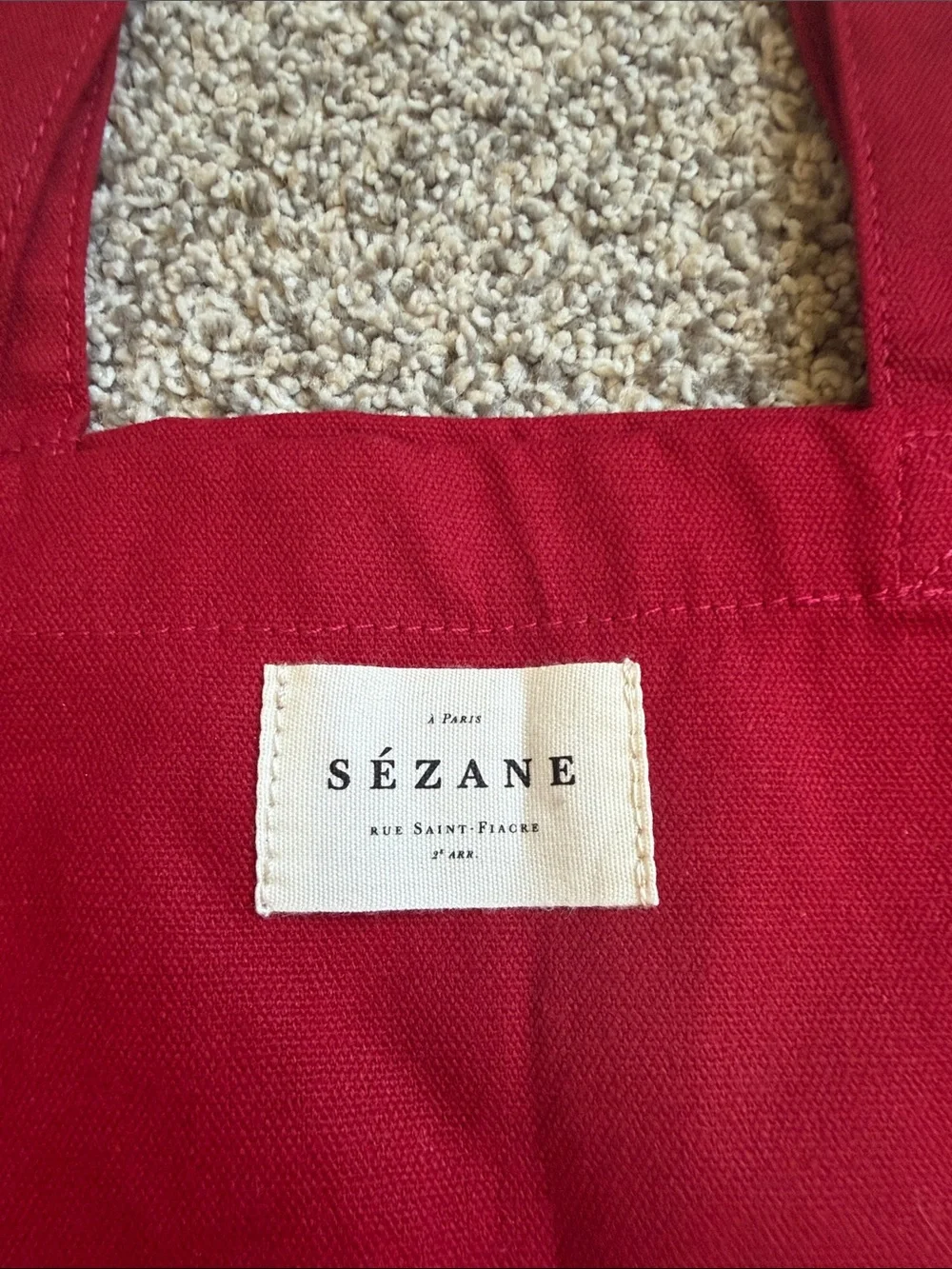 Sezane x Red 'LOVE' Canvas Tote Bag